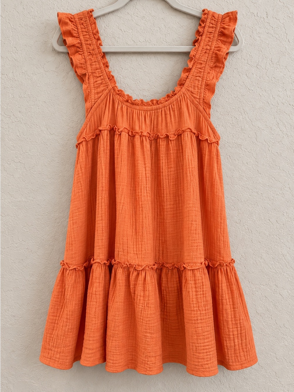 Uncharted threadsOrange Ruffled Sleeveless Dress r